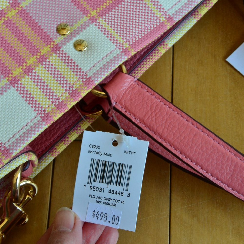 Coach Pink Plaid Tote Bag - Picture 9 of 11